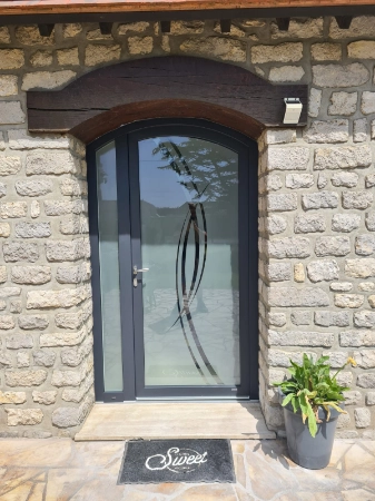 Porte entrée Alu vitrée design